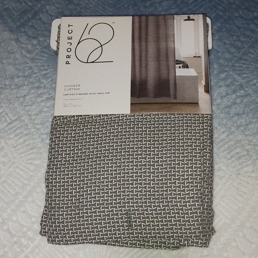 Shower Curtain by Project 62. NIP OEKO-TEX 72" x 72" Gray Woven Brick. NWT.